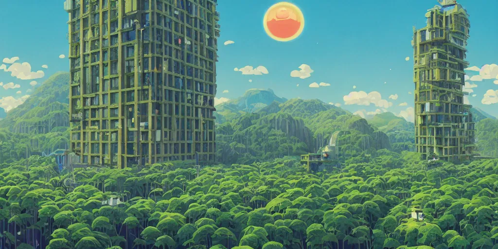 AI Art: Dense Solarpunk City by @eyo1991