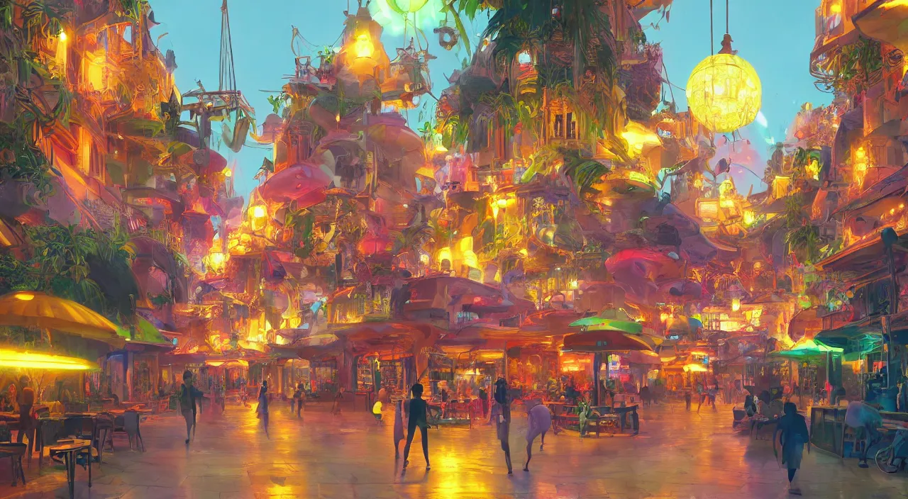 Image similar to bazaar zouk oriantal multicolorful sky shine place mosquet painting stylized digital video game icon global illumination ray tracing 8 k hd resolution, by ilya kuvshinov and cushart krentz and gilleard james