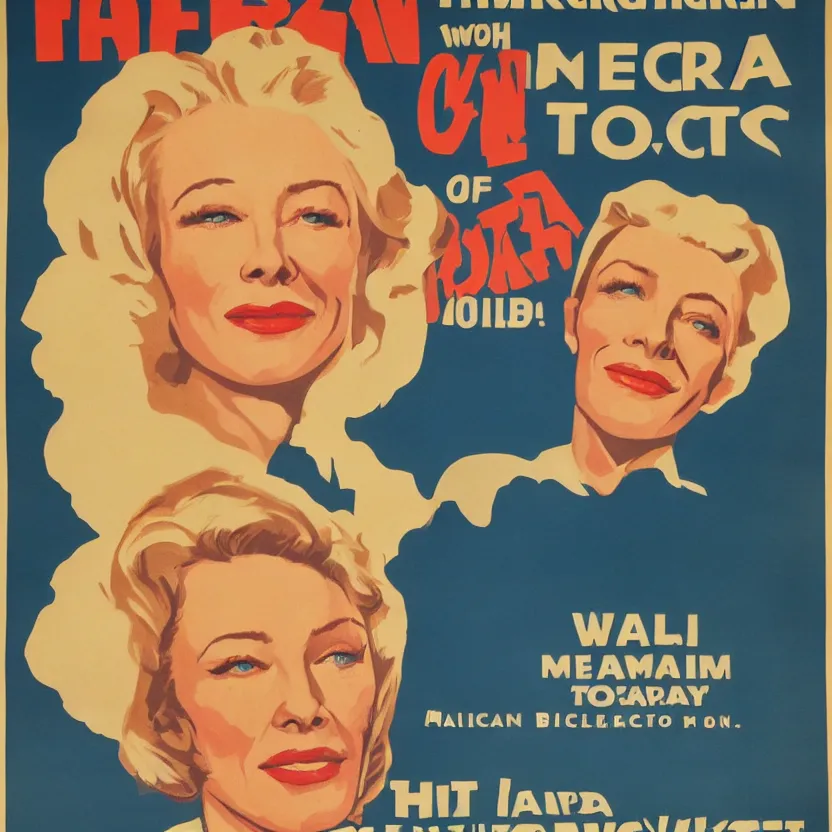 Image similar to american propaganda poster with cate blanchett , Ultra Detailed,