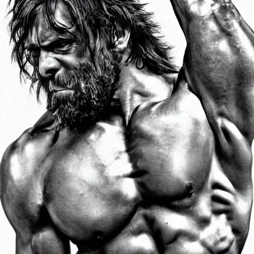Image similar to potrait of muscular Tarzan , high detail and Photorealistic, award winning photo