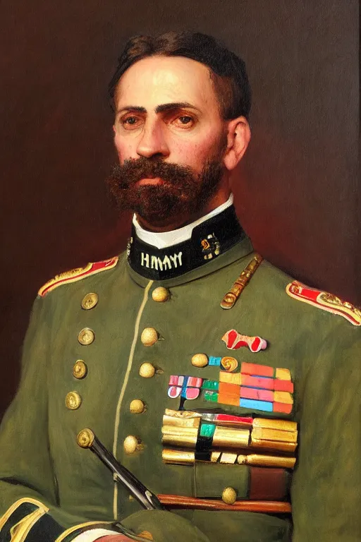 Image similar to full body portrait of the dictator of the miami heat, 1 8 8 9, in full military garb, oil on canvas by william sidney mount, trending on artstation