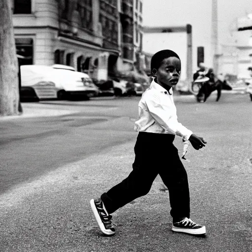 Prompt: street photo of young donald trump, black and white, by gilbert weingourt