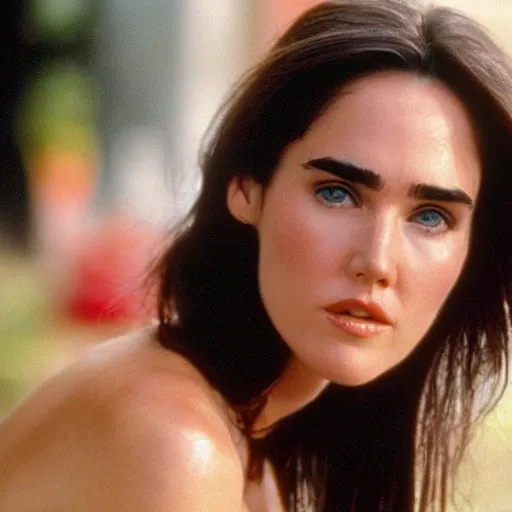 Prompt: face of 1992 blonde Jennifer Connelly