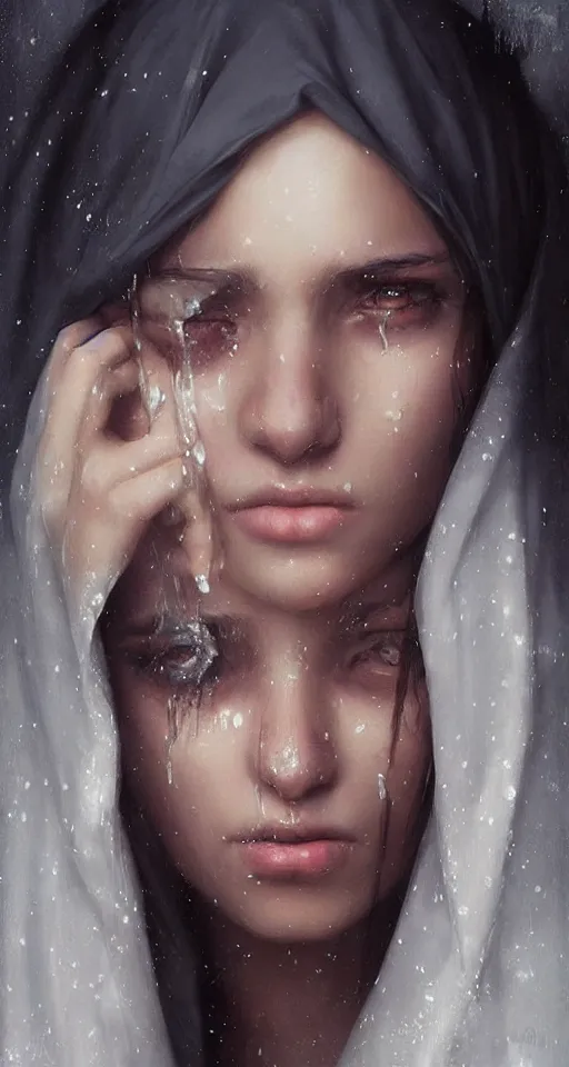 Image similar to The most beautiful arabian girl in the world crying water, portrait ,digital art,ultra realistic,ultra detailed, ultra wide Lens, art by greg rutkowski