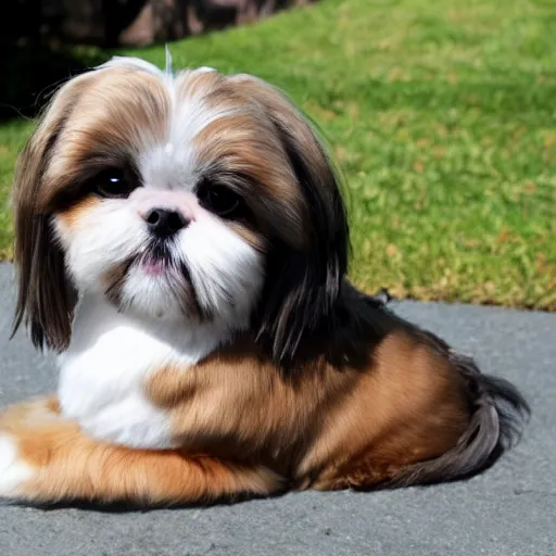 Image similar to a shih tzu with huge cat eyes full body