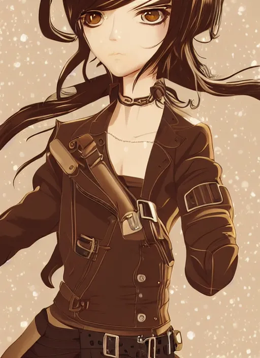 Prompt: girl with steampunk vector art, intense, finely detailed, made by artgerm, full body portrait, illustration, snow, snowing, cloudy, anime, side view, perfect anime face, realistic face, zoomed out, smooth, brown eyes, high waisted shorts, sharp focus, key visual of attack on titan