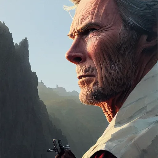 Prompt: ¾ profile, highly detailed portrait clint eastwood of cowboy in gta v stephen bliss unreal engine fantasy art by greg rutkowski loish rhads ferdinand knab ma