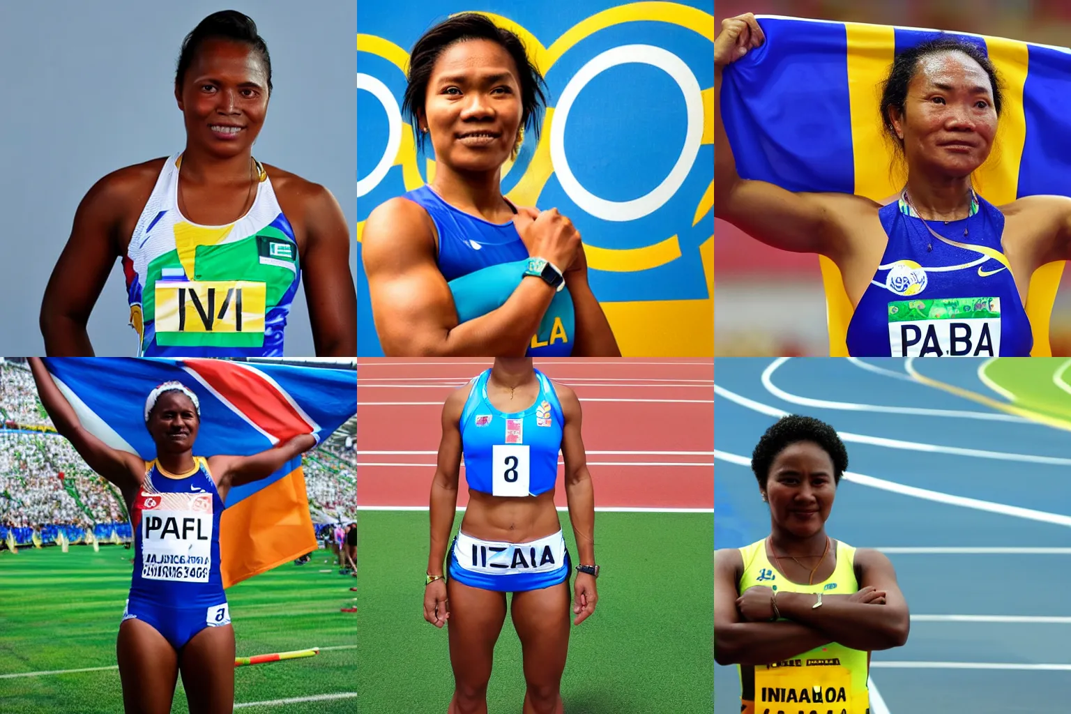 Prompt: half-length portrait of a woman representing Palau in IAAF World Championships