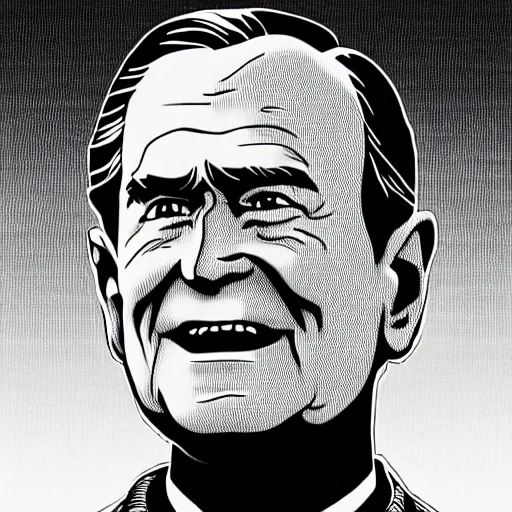 Image similar to George H.W. Bush, by Tsutomu Nihei, 8K, manga