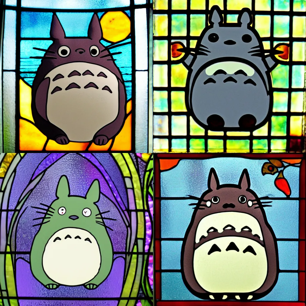 Prompt: “Totoro, stained glass”