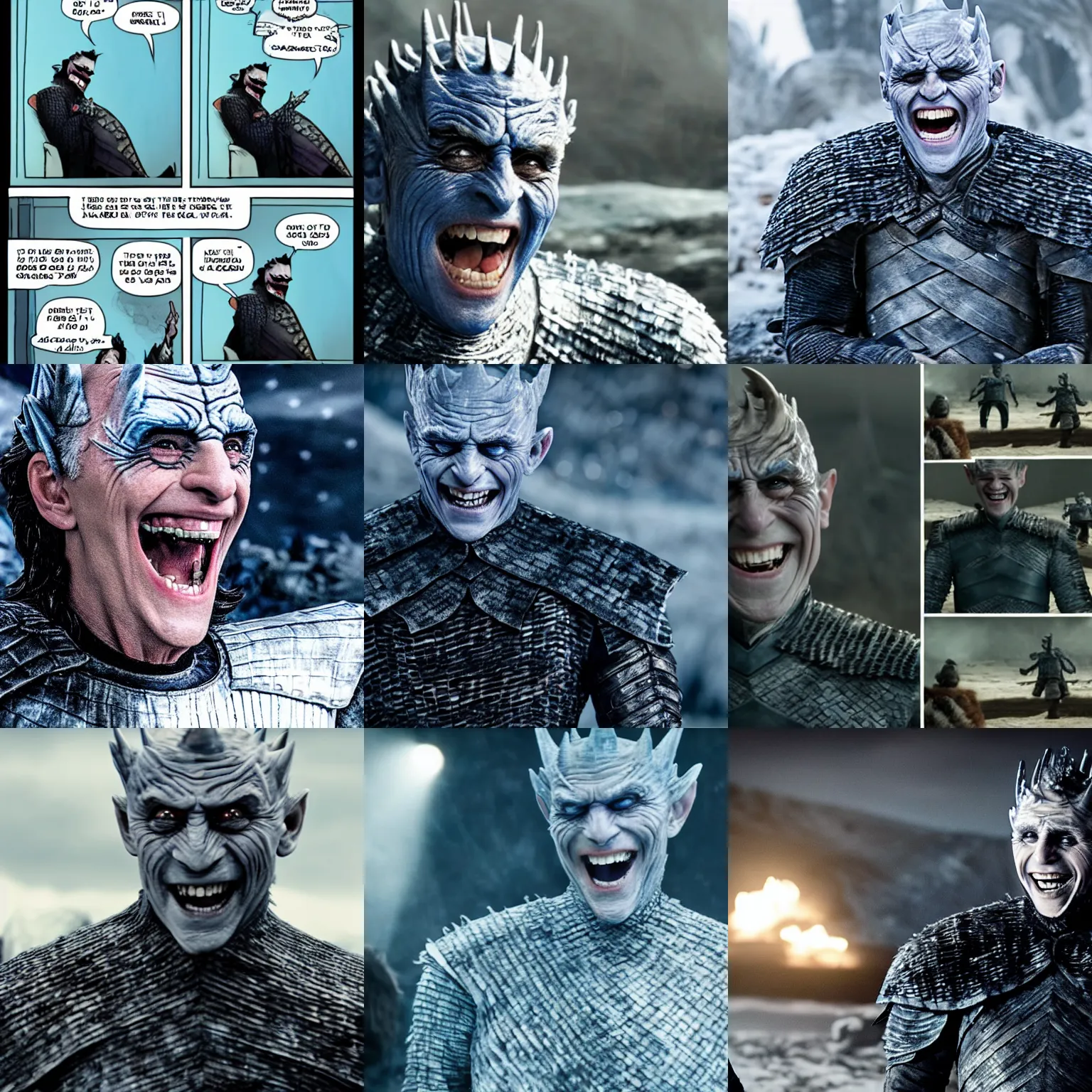 Prompt: night king laughing at a joke