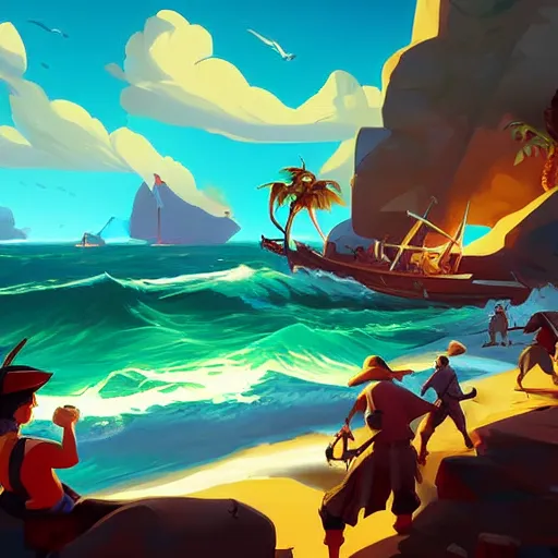 Image similar to painting treasure on sea of thieves game smooth median photoshop filter cutout vector, behance hd by jesper ejsing, by rhads, makoto shinkai and lois van baarle, ilya kuvshinov, rossdraws global illumination