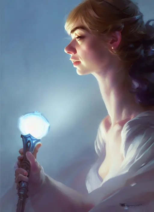 Prompt: side portrait, imogen poots, paladin, gloomhaven, soft, smooth, luminescent, by greg manchess, huang guangjian, gil elvgren, sachin teng, greg rutkowski, jesper ejsing, rhads, ilya kuvshinov, cushart krenz