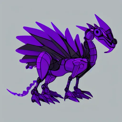 Image similar to Very cute robotic purple dragon, 2d minimalism,simple figures, digital art