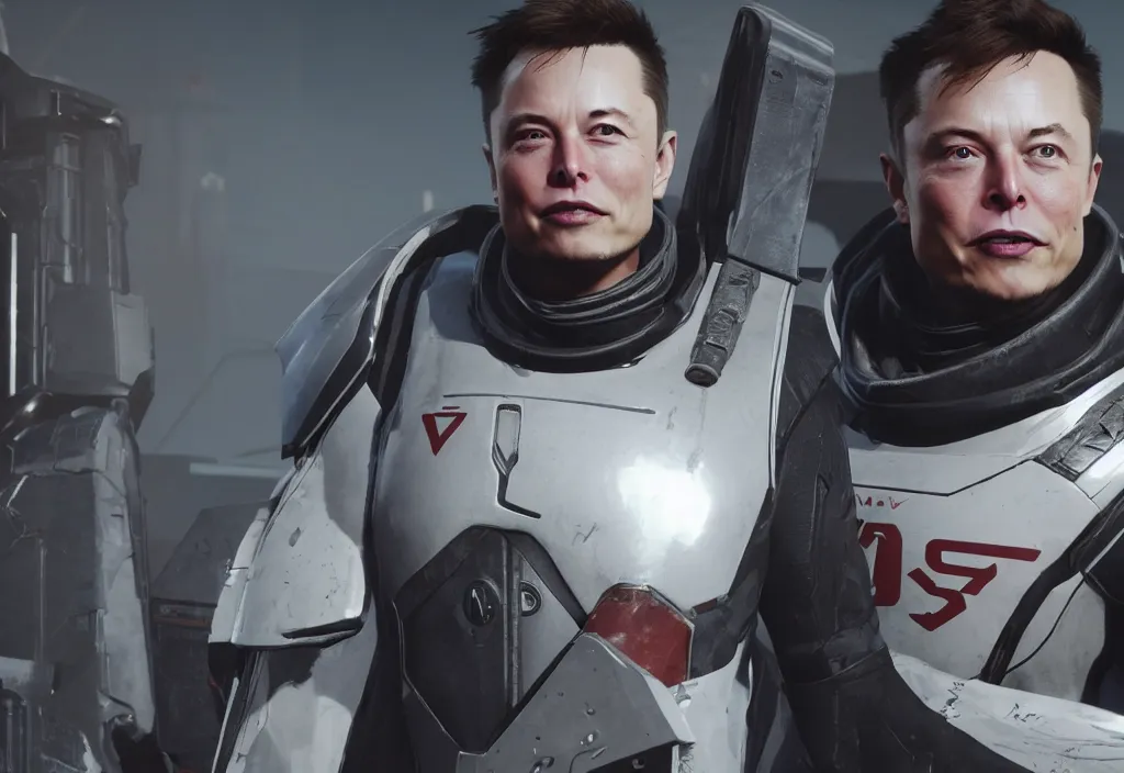 Image similar to elon musk in destiny 2, elon musk in the video game destiny 2, gameplay screenshot, close up, 3 d rendering. unreal engine. amazing likeness. very detailed.