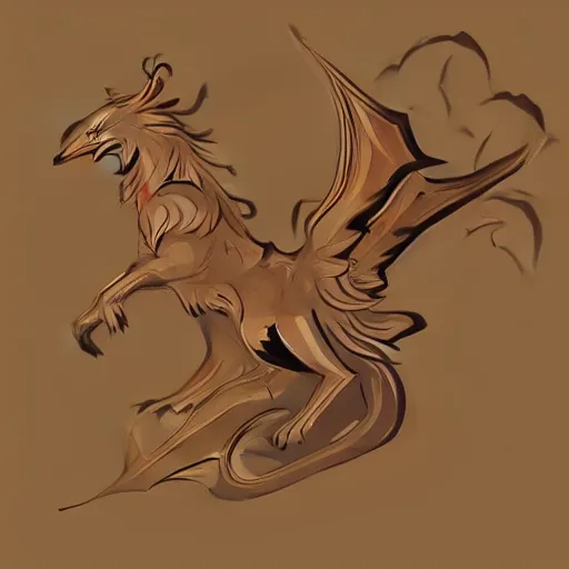 Prompt: mythical creature, griffin-like style, 2d solid shape logo