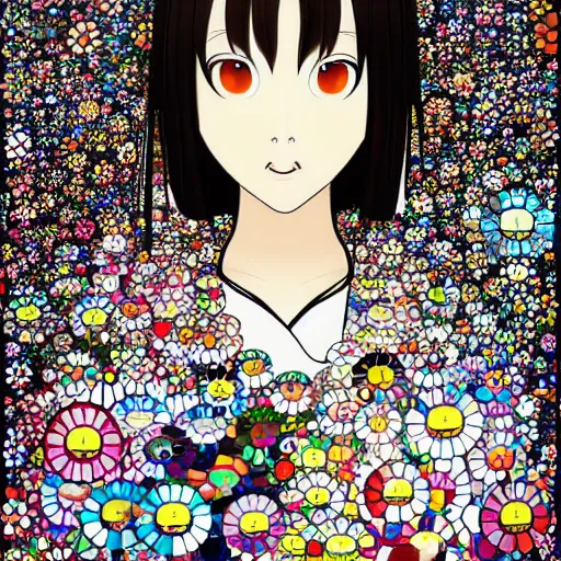 Image similar to a portrait of a girl by takashi murakami, aya takano color style, 4 k, super detailed