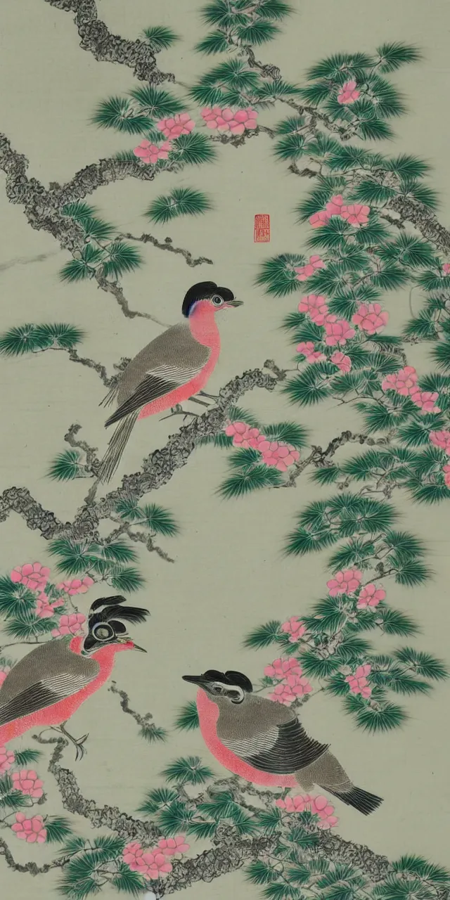 Image similar to bird in the garden chinese art style very detailed photorealistic