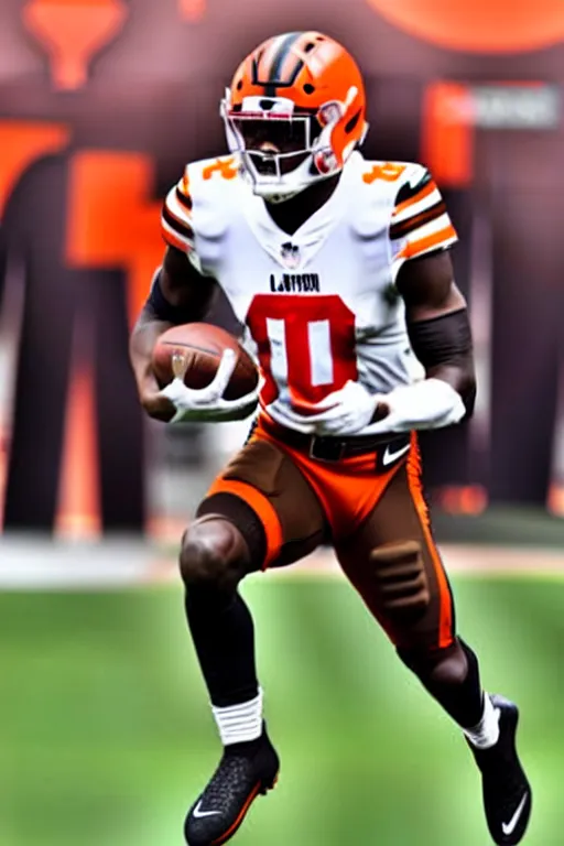 Image similar to lamar jackson in a cleveland browns uniform