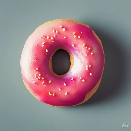 Prompt: Perfectly circular donut!!!!! in the style and shape of a lychee!!!!!!, blended colors!!!!!, trending on artstation, 4k, 8k, professional photography, overhead shot, 35mm lens