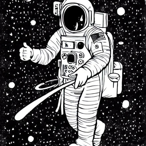 Image similar to astronaut on the moon walking, silhouette, intricate ink drawing, highly detailed in the style of jamie hewlett