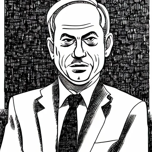 Image similar to a portrait of benjamin netanyahu by junji ito