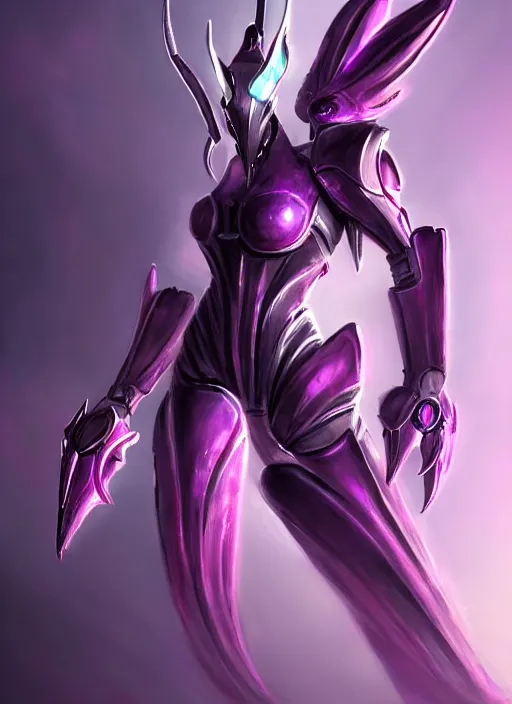 Image similar to cinematic goddess body shot, galactic sized beautiful stunning hot anthropomorphic robot mecha female dragon, sleek dragon head, metal ears, led purple eyes, smooth fuschia skin, smooth silver armor, floating in space, epic proportions, epic size, epic detail, furry art, dragon art, giantess art, warframe fanart, furaffinity, octane
