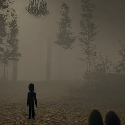 Prompt: screenshot from slender man in little nightmares 2