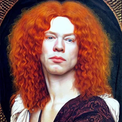 Image similar to Pre-Raphaelite portrait of American Actor Carrot Top, Artgerm