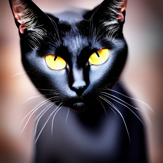 Image similar to black cat, fantasy, highly detailed, 4 k, hdr, smooth, sharp focus, high resolution, award - winning photo, photorealistic