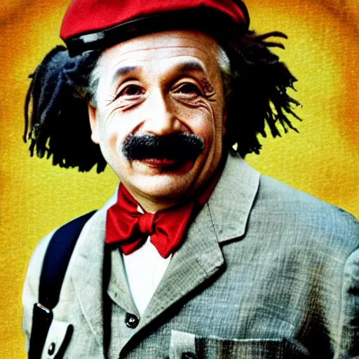 Image similar to Einstein as modern navy soldier, bright colors, film still