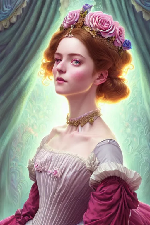 Prompt: a romatic dreamlike charming princess of legends character, victorian royal dresses, symmetrical, rose, maximalist, cg animation, riot enterainment, arcane, realistic, hyper detailed, masterpiece character select portrait, by artgerm, charlie bowater, anna dittmann, ilya kuvshinov, loish, drew struzan, 3 d