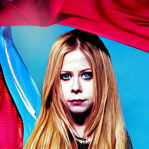 Prompt: Avril Lavigne as Supergirl, portrait photo, soft lighting