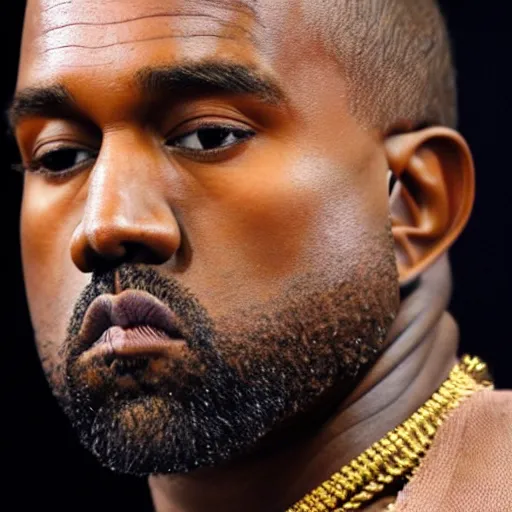 Image similar to photo of kanye west looking disgusted, detailed face, staring in the camera, hd