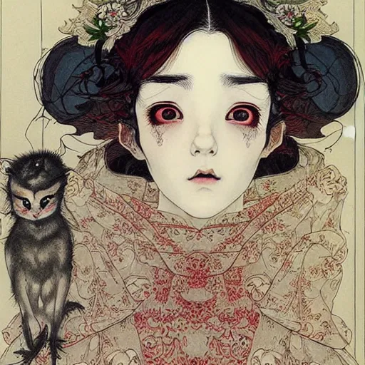 Prompt: prompt: Portrait painted in renaissance style drawn by Vania Zouravliov and Takato Yamamoto, inspired by Fables, china doll face, smooth face feature, intricate oil painting, high detail, sharp high detail, manga and anime 2000