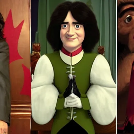 Image similar to justin trudeau as lord farquad, movie still