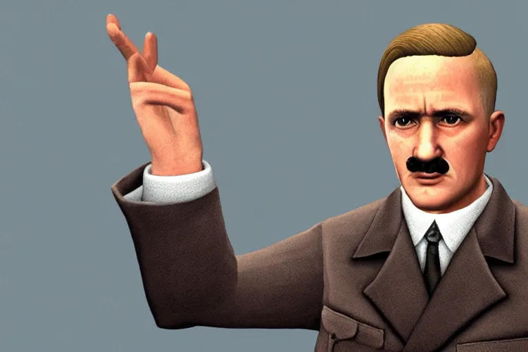 Image similar to a photo of hitler as a sims character, photorealistic, 8 k, close up