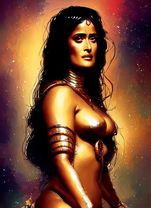 Prompt: portrait of salma hayek as dejah thoris, by ismail inceoglu