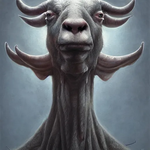 Image similar to vladimir putin, anthropomorphic bald prehistoric goat, vladimir putin hybrid, toothless, horror, macabre by donato giancola and greg rutkowski and wayne barlow and zdzisław beksinski, realistic face, digital art