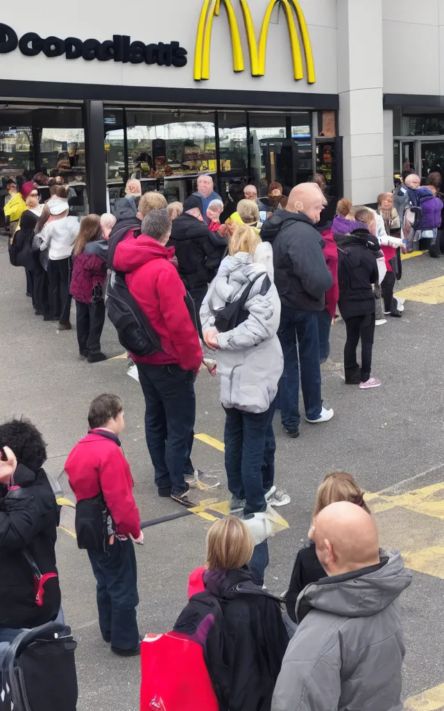 Image similar to gordon waiting in line at mcdonalds, high detailed sharp photo