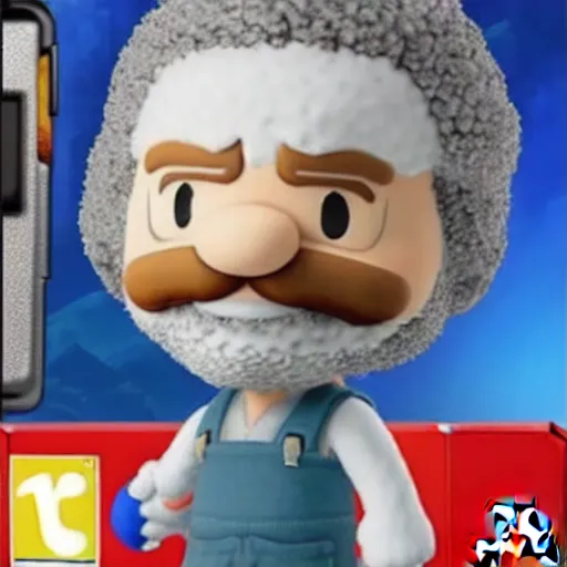 Image similar to Bob Ross as a Super Smash bros ultimate character, Nintendo switch