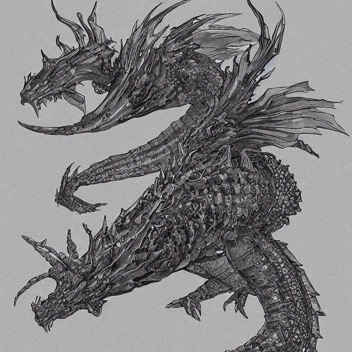 Prompt: underwater sea dragon full body, d & d style, trending on artstation, intricate, highly detailed