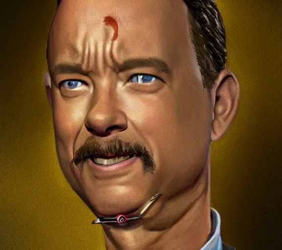 Image similar to Tom hanks as forrest gump wearing a shrimp necklace, realistic face, digital art, in the style of Raphael Lacoste, amazing detail, artstation