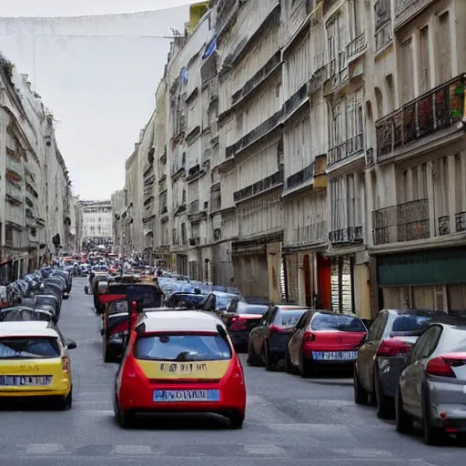 Image similar to une rue de paris vide avec des voitures garees