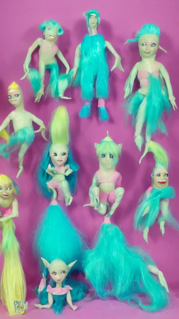 Image similar to popworld 3 d y 2 k troll dolls and sparkles, seapunk