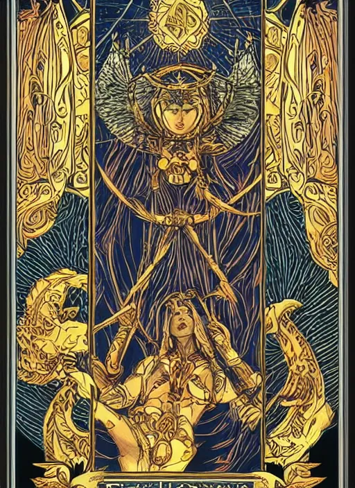 Prompt: tarot card template layout _ by _ filipe _ pagliuso _ and _ justin _ gerard _ symmetric _ fantasy _ highly _ detailed _ realistic _ intricate _ port