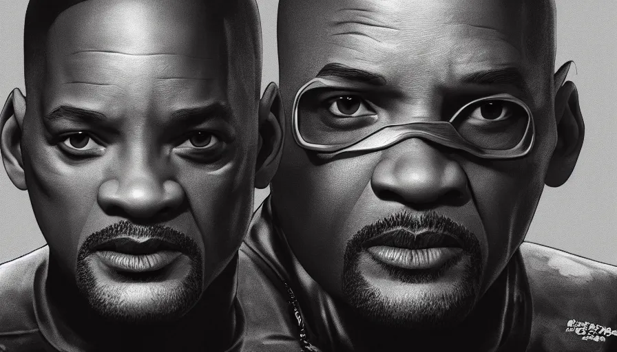 Prompt: will smith is nick fury, grey background, hyperdetailed, artstation, cgsociety, 8 k