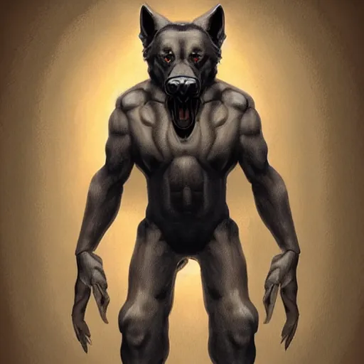 Image similar to full body a humanoid german shepherd beast - man, wearing suit, highly detailed portrait, digital painting, artstation, concept art, smooth, sharp foccus ilustration, artstation