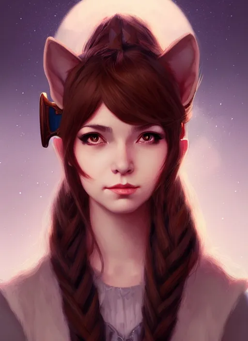 Image similar to a head and shoulders portrait of a female bard, d & d, fantasy art, award winning, fox ears, by ilya kuvshinov