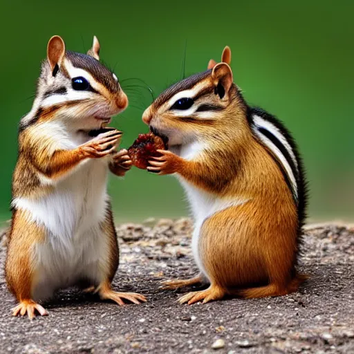 Image similar to two chipmunks fighting over a morsel of food